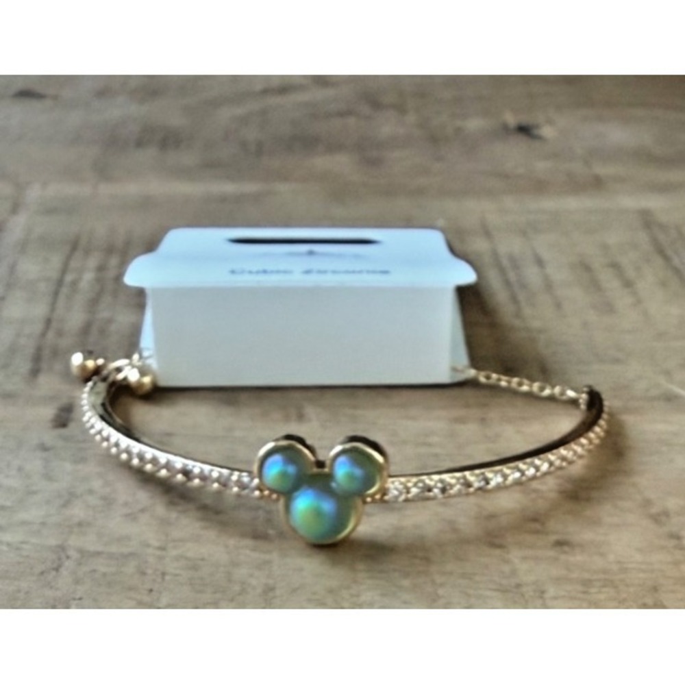 2026 Disney Parks‎ Mickey Mouse Icon Bracelet Opalescent Green Jewelry CZ NEW